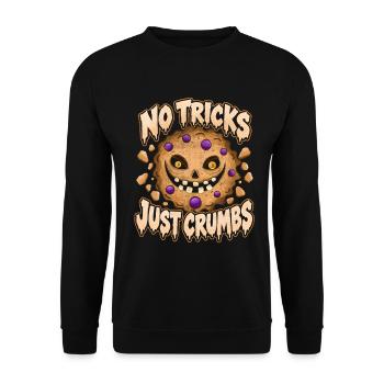 Halloween-Keks – Keine Tricks, nur Krümel - Unisex Pullover - Schwarz - Vorne - Alina (178cm) & Michal (187cm)
