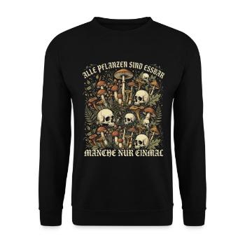 Alle Pflanzen Sind Essbar Manche Nur Einmal - Unisex Pullover - Schwarz - Vorne - Alina (178cm) & Michal (187cm)
