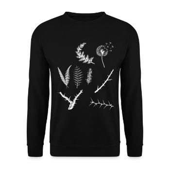 Rosmarin & Farn & Pusteblume - Dark Botanical - Unisex Pullover - Schwarz - Vorne - Alina (178cm) & Michal (187cm)