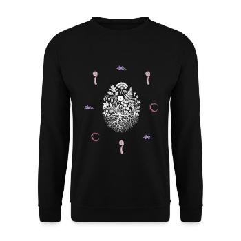 Blumenwurzel & Beerenzweig - Naturmotiv - Unisex Pullover - Schwarz - Vorne - Alina (178cm) & Michal (187cm)