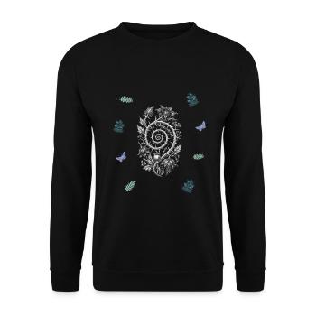 Dornenspirale & Farn & Beerenzweig - Botanik - Unisex Pullover - Schwarz - Vorne - Alina (178cm) & Michal (187cm)