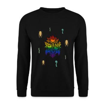 Beeren & Zikade & Dornen - Dark Botanical LGBTQ - Unisex Pullover - Schwarz - Vorne - Alina (178cm) & Michal (187cm)