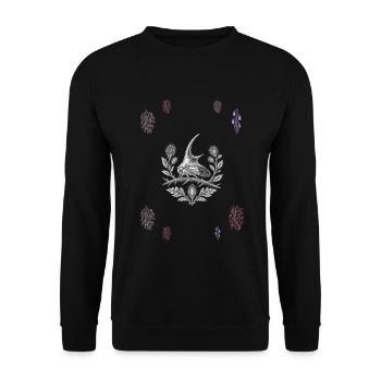 Insekt & Blütenzweig & Welke Blume - Naturmotiv - Unisex Pullover - Schwarz - Vorne - Alina (178cm) & Michal (187cm)