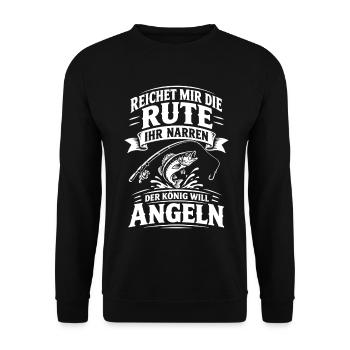 Reichet mir die Rute der König will Angeln - Unisex Pullover - Schwarz - Vorne - Alina (178cm) & Michal (187cm)