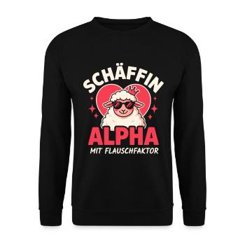Schäffin Schaf Bürohumor Für Teamleiterin - Unisex Pullover - Schwarz - Vorne - Alina (178cm) & Michal (187cm)