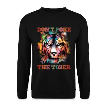 Bunter Tiger Kopf Aquarelle – Raubkatze Motiv    - Unisex Pullover - Schwarz - Vorne - Alina (178cm) & Michal (187cm)