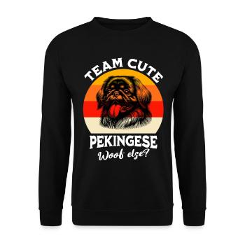 Team Pekinese - Unisex Pullover - Schwarz - Vorne - Alina (178cm) & Michal (187cm)