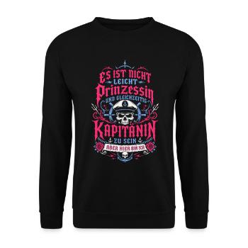 Kapitänin Spruch Boot Segeln Anker - Unisex Pullover - Schwarz - Vorne - Alina (178cm) & Michal (187cm)