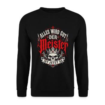 Meisterprüfung bestanden Meister - Unisex Pullover - Schwarz - Vorne - Alina (178cm) & Michal (187cm)