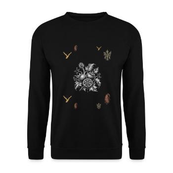 Frucht & Dornenzweig - Botanische Kunst - Unisex Pullover - Schwarz - Vorne - Alina (178cm) & Michal (187cm)