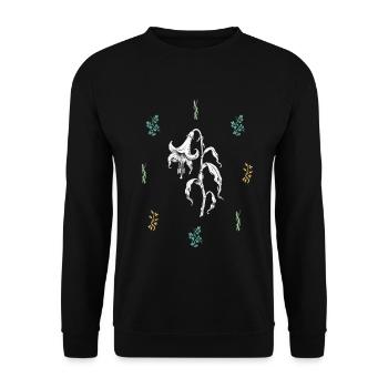 Welke Lilie & Dornen - Botanische Kunst - Unisex Pullover - Schwarz - Vorne - Alina (178cm) & Michal (187cm)