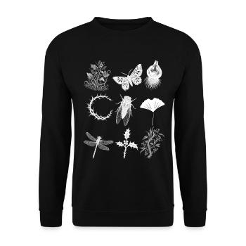 Zwiebel & Zikade & Dornenmond - Naturmotiv - Unisex Pullover - Schwarz - Vorne - Alina (178cm) & Michal (187cm)