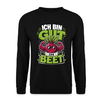 Ich bin gut im Beet Gärtner - Unisex Pullover - Schwarz - Vorne - Alina (178cm) & Michal (187cm)