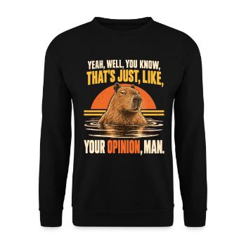 Capybara – Your Opinion Man | Sarkasmus - Unisex Pullover - Schwarz - Vorne - Alina (178cm) & Michal (187cm)