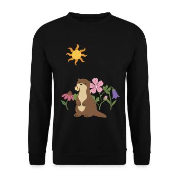 Sonne · Otter · Blumen · Blumenliebhaber - Unisex Pullover - Schwarz - Vorne - Alina (178cm) & Michal (187cm)