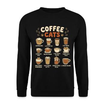 KaffeeKatzen Kollektion - Unisex Pullover - Schwarz - Vorne - Alina (178cm) & Michal (187cm)