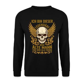 Ich bin dieser legendärer böse alte Mann Schädel - Unisex Pullover - Schwarz - Vorne - Alina (178cm) & Michal (187cm)