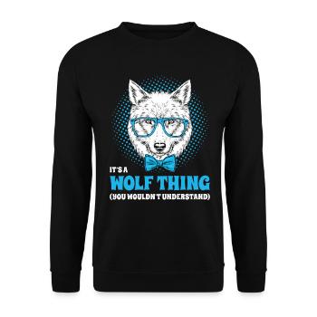 It's A Wolf Thing Hipster Wolf Brille Spruch - Unisex Pullover - Schwarz - Vorne - Alina (178cm) & Michal (187cm)