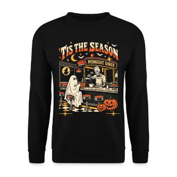 Retro Halloween Tis the Season  - Unisex Pullover - Schwarz - Vorne - Alina (178cm) & Michal (187cm)