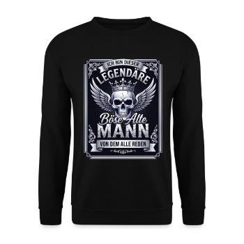 Ich bin dieser legendärer böse alte Mann Schädel - Unisex Pullover - Schwarz - Vorne - Alina (178cm) & Michal (187cm)