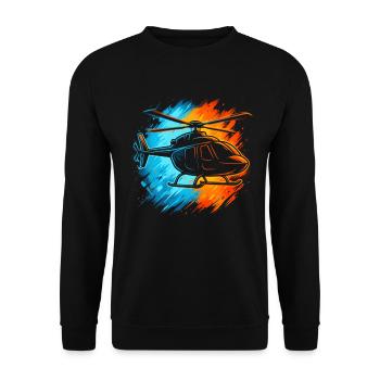Hubschrauber Pilot Jungen Herren Helikopter Kinder - Unisex Pullover - Schwarz - Vorne - Alina (178cm) & Michal (187cm)