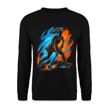 Hockey Floorball Damen Mädchen Kinder Feldhockey - Unisex Pullover - Schwarz - Vorne - Alina (178cm) & Michal (187cm)