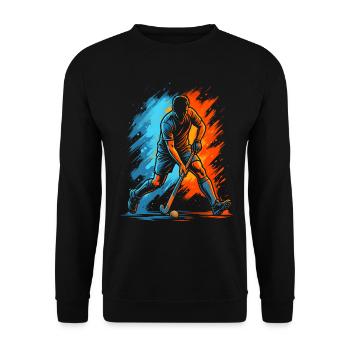 Hockey Floorball Herren Jungen Kinder Feldhockey - Unisex Pullover - Schwarz - Vorne - Alina (178cm) & Michal (187cm)