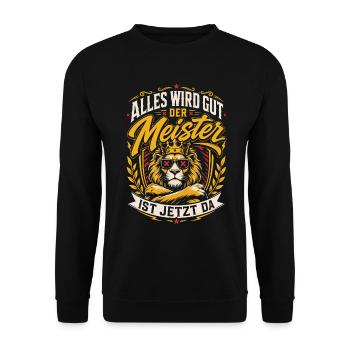 Meisterprüfung bestanden Meister - Unisex Pullover - Schwarz - Vorne - Alina (178cm) & Michal (187cm)