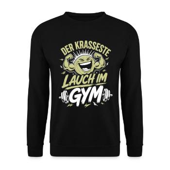 Der krasseste Lauch im Gym - Unisex Pullover - Schwarz - Vorne - Alina (178cm) & Michal (187cm)