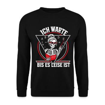 Ich warte bis es leise ist Lehrer - Unisex Pullover - Schwarz - Vorne - Alina (178cm) & Michal (187cm)