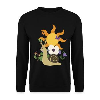 Naturfreunde · Schnecke · Sonne · Schmetterling - Unisex Pullover - Schwarz - Vorne - Alina (178cm) & Michal (187cm)