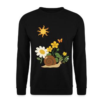 Blumenliebhaber · Schnecke · Geschenkidee · Blumen - Unisex Pullover - Schwarz - Vorne - Alina (178cm) & Michal (187cm)