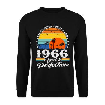Vintage 1966 Jahrgang Geburtstag Geschenk Retro - Unisex Pullover - Schwarz - Vorne - Alina (178cm) & Michal (187cm)