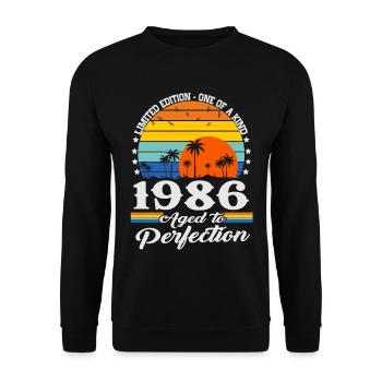 Vintage 1986 Jahrgang Geburtstag Geschenk Retro - Unisex Pullover - Schwarz - Vorne - Alina (178cm) & Michal (187cm)