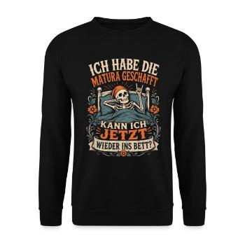 Matura geschafft kann ich ins Bett - Unisex Pullover - Schwarz - Vorne - Alina (178cm) & Michal (187cm)