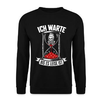 Ich warte bis es leise ist Lehrer - Unisex Pullover - Schwarz - Vorne - Alina (178cm) & Michal (187cm)