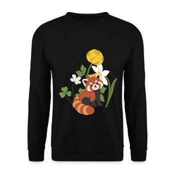 Roter Panda · Blumen · Natur - Unisex Pullover - Schwarz - Vorne - Alina (178cm) & Michal (187cm)