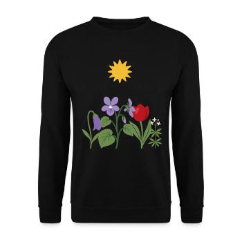 Gartenfreunde · Natur · Sonne · Veilchen - Unisex Pullover - Schwarz - Vorne - Alina (178cm) & Michal (187cm)