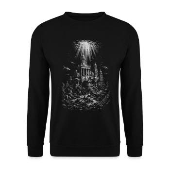 Atlantis versunkener Tempel - Unisex Pullover - Schwarz - Vorne - Alina (178cm) & Michal (187cm)