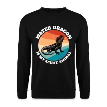 Chinesische Wasseragame Sprüche - Unisex Pullover - Schwarz - Vorne - Alina (178cm) & Michal (187cm)