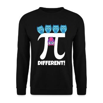 Pi Different Süße Eule Be Different Mathe Lehrer - Unisex Pullover - Schwarz - Vorne - Alina (178cm) & Michal (187cm)