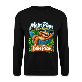 Mein Plan für heute – Faultier - Unisex Pullover - Schwarz - Vorne - Alina (178cm) & Michal (187cm)