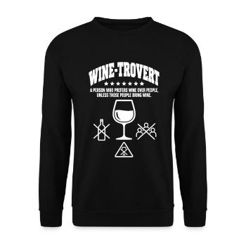 Weinliebhaber Weintrovert Lustiger Weinhumor - Unisex Pullover - Schwarz - Vorne - Alina (178cm) & Michal (187cm)