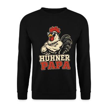 Hühner Papa Hühnerbesitzer Landwirt - Unisex Pullover - Schwarz - Vorne - Alina (178cm) & Michal (187cm)
