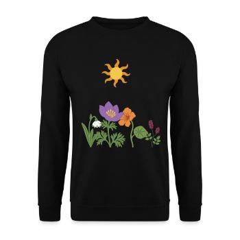 Blumen · Sonne · Natur - Unisex Pullover - Schwarz - Vorne - Alina (178cm) & Michal (187cm)