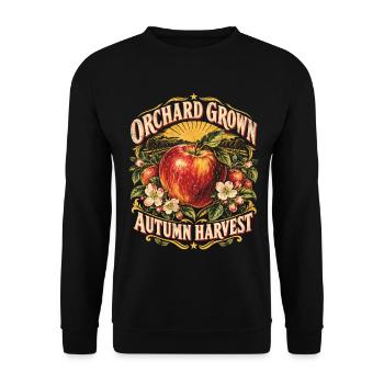 Obstgarten-Apfel-Herbsternte Jahrgangsfarm - Unisex Pullover - Schwarz - Vorne - Alina (178cm) & Michal (187cm)