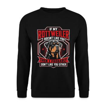 Rottweiler Hundepapa Lustig Spruch - Unisex Pullover - Schwarz - Vorne - Alina (178cm) & Michal (187cm)
