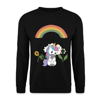 Trauriges Einhorn · Natur · Naturfreunde - Unisex Pullover - Schwarz - Vorne - Alina (178cm) & Michal (187cm)