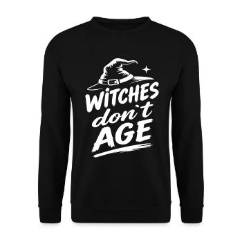 Witches don’t age Halloween Hexen Spruch - Unisex Pullover - Schwarz - Vorne - Alina (178cm) & Michal (187cm)