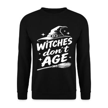 Witches don’t age Halloween Hexen Spruch - Unisex Pullover - Schwarz - Vorne - Alina (178cm) & Michal (187cm)